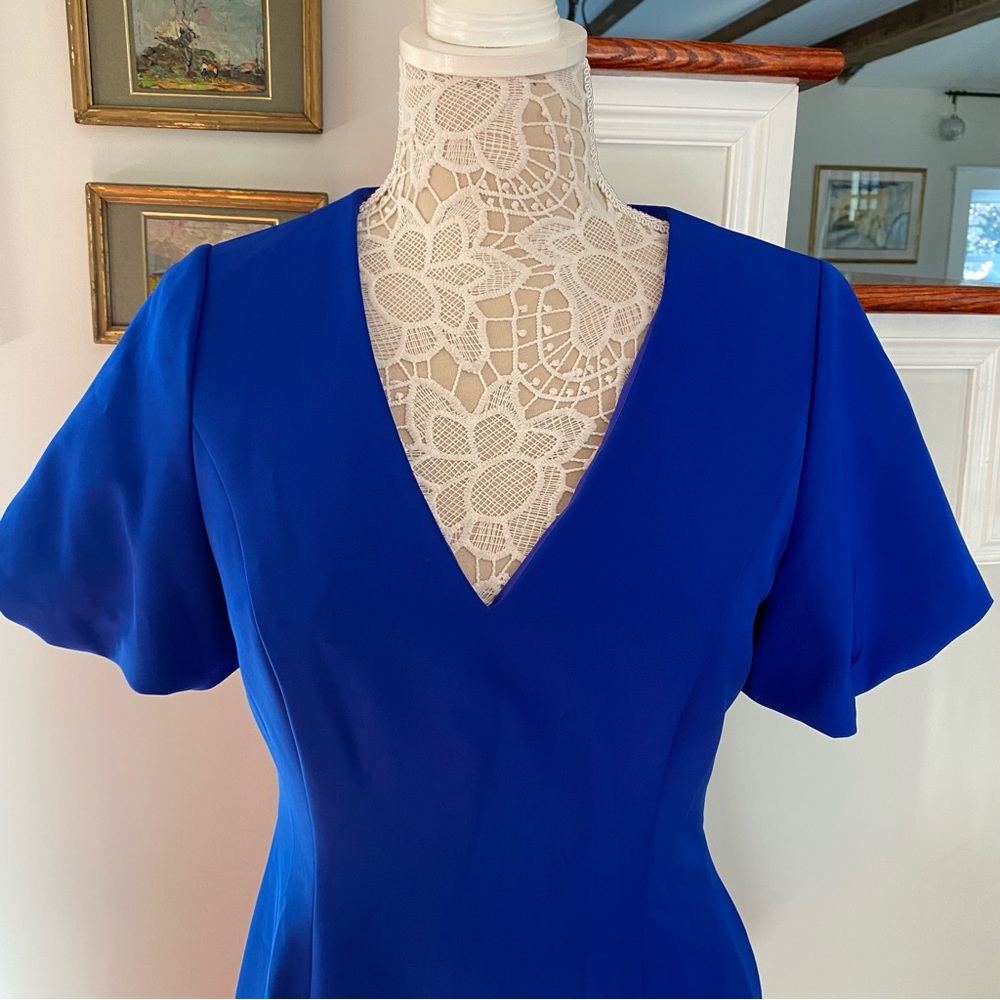 MILLY Amelia Cady Dress Cobalt Blue Puffy Sleeves Sz 6 - Picture 5 of 7